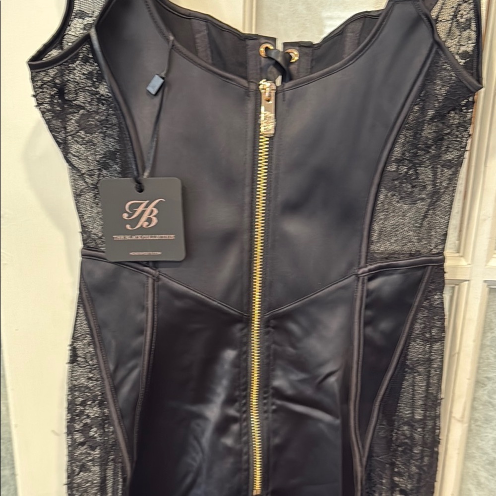 Honey Birdette Black Lace-Up Mini Dress - Picture 4 of 9